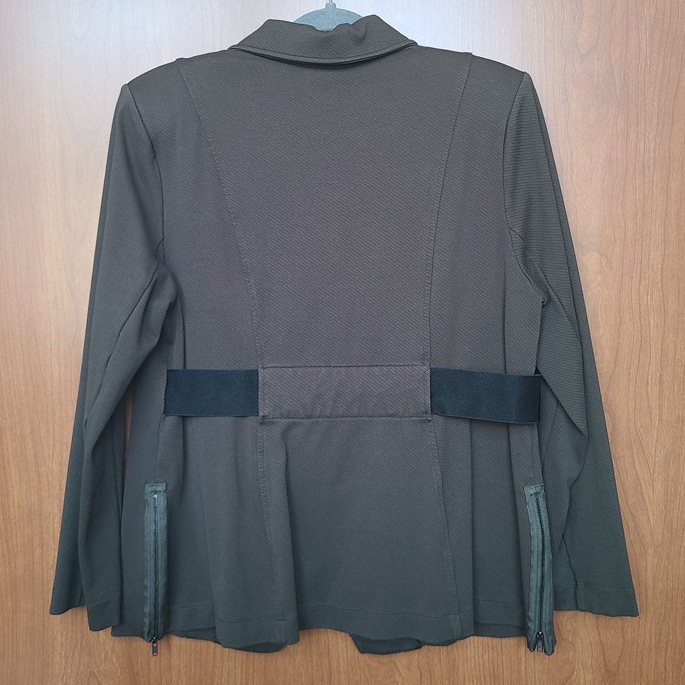 Cabi Large Olive Green Military Academy Utility Blazer Jacket Asymmetrical Zip - Picture 6 of 8